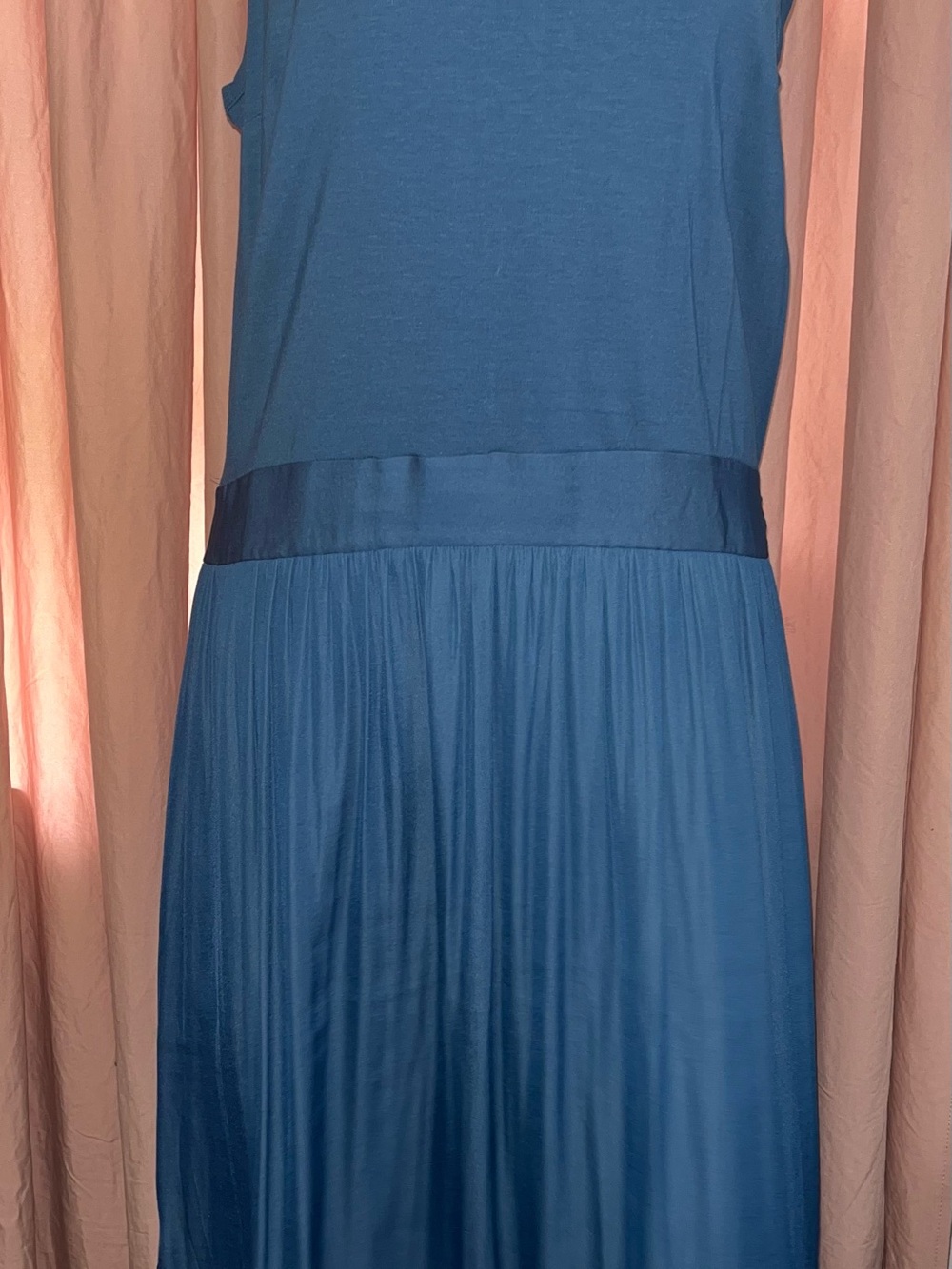 Sleeveless Pleated Midi Dress in Deep Aqua Blue